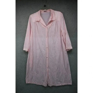 Vanity Fair Vintage Pink Button Up Night Gown-Size Medium